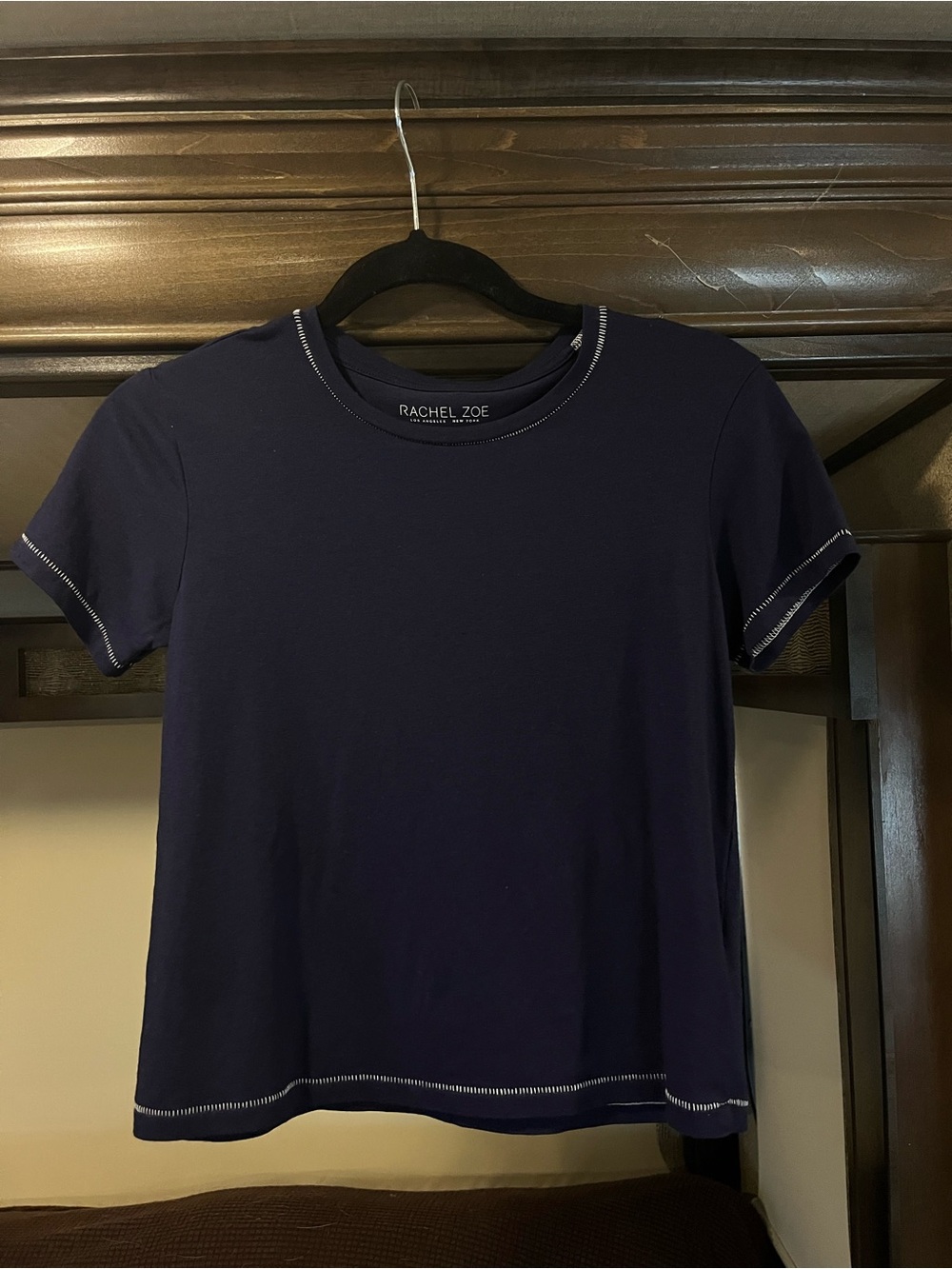Rachel Zoe Navy Tee with Contrast Stitching